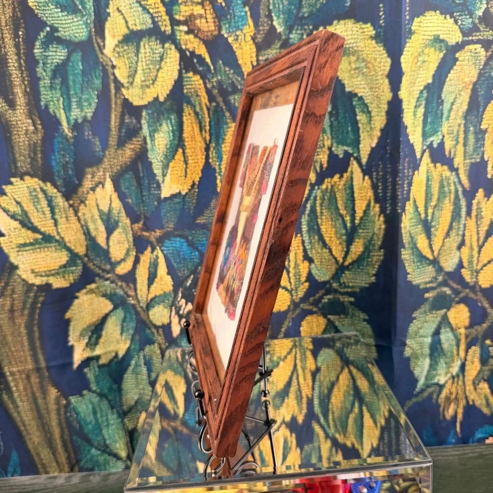 Vintage‎ Peruvian Woven Textile Art Framed Miniature Poncho with Pan Flute 10x8